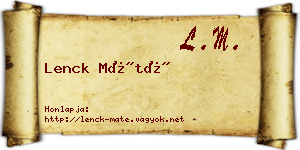 Lenck Máté névjegykártya
